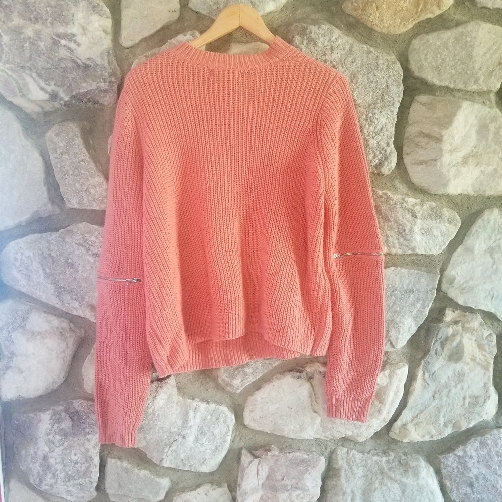 FOREVER 21 Lace up Choker V-neck Zipper Sweater - Picture 9 of 9